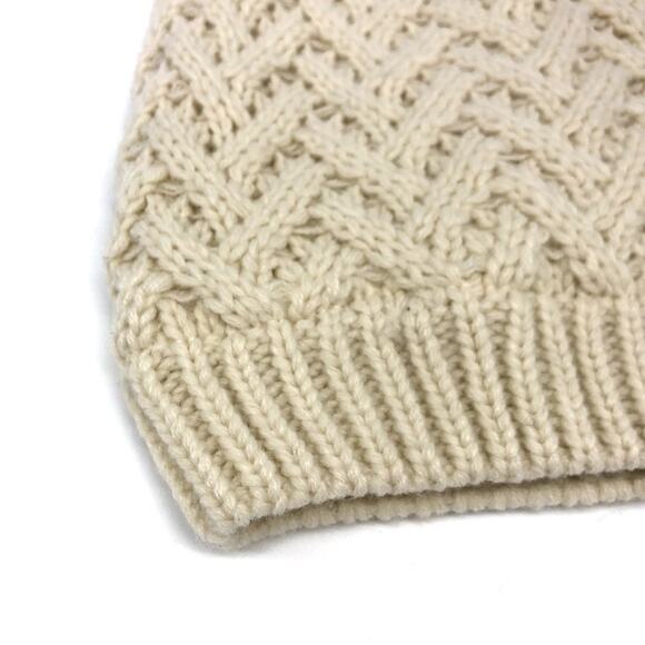 ISAAC MIZRAHI Cable Knit Pom Pom Beanie Cream OS - Picture 2 of 6